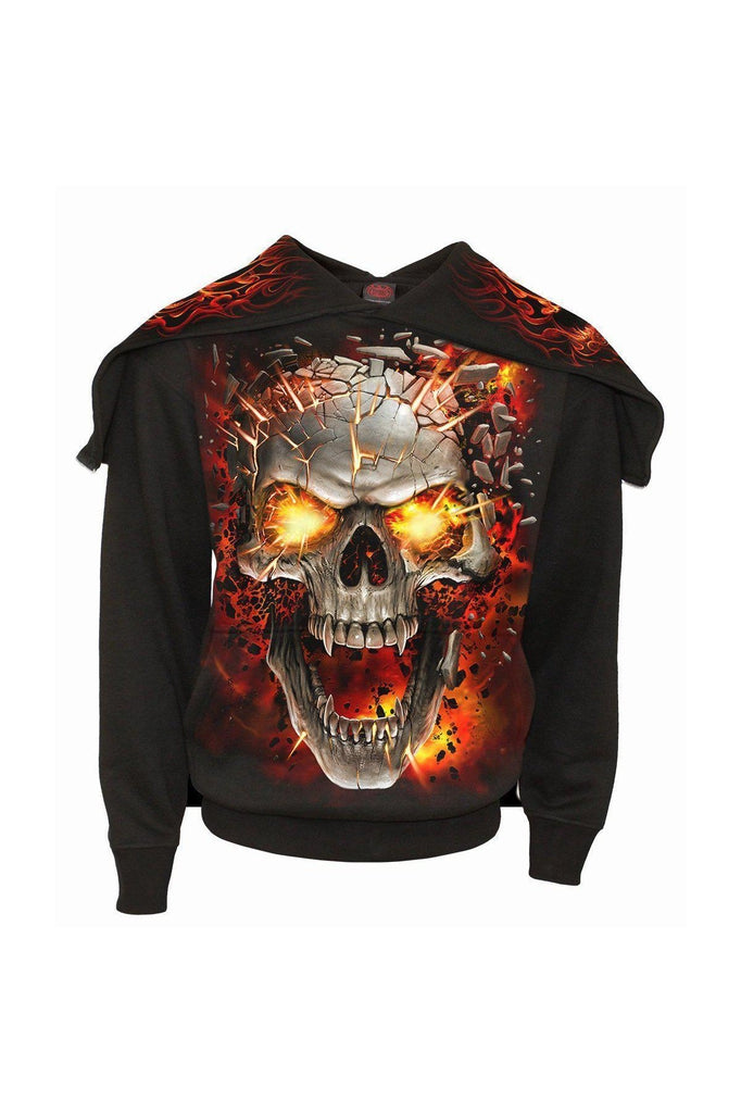 Skull Blast - Split Zip Hoody Black