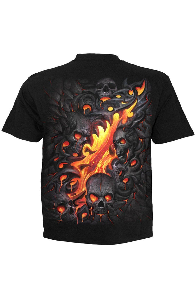 Skull Lava - T-Shirt Black-Spiral-Dark Fashion Clothing