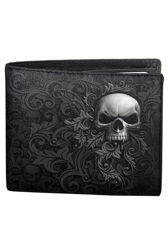 Skull Scroll - Bifold Wallet With Rfid Blocking And Gift Box-Spiral-Dark Fashion Clothing