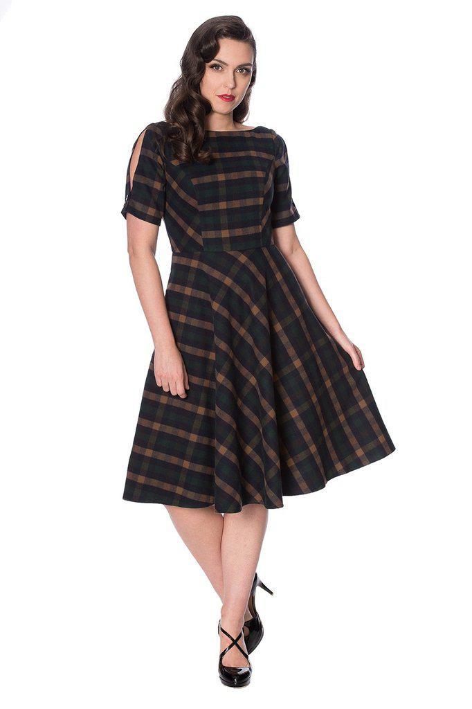 Fit and flare plaid dress hotsell