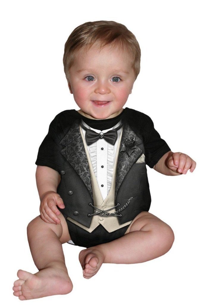 Tuxed - Baby Sleepsuit Black-Spiral-Dark Fashion Clothing