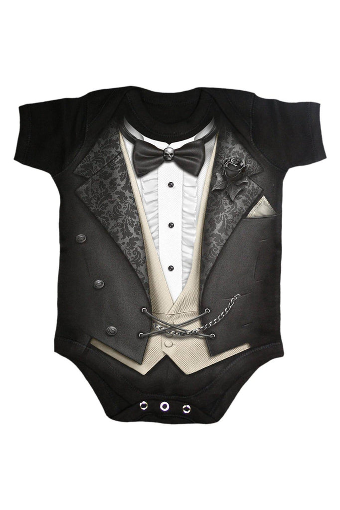 Tuxed - Baby Sleepsuit Black-Spiral-Dark Fashion Clothing