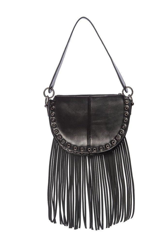 Banned Valonia Triple Moon Fringe Bag - Dark Fashion Clothing