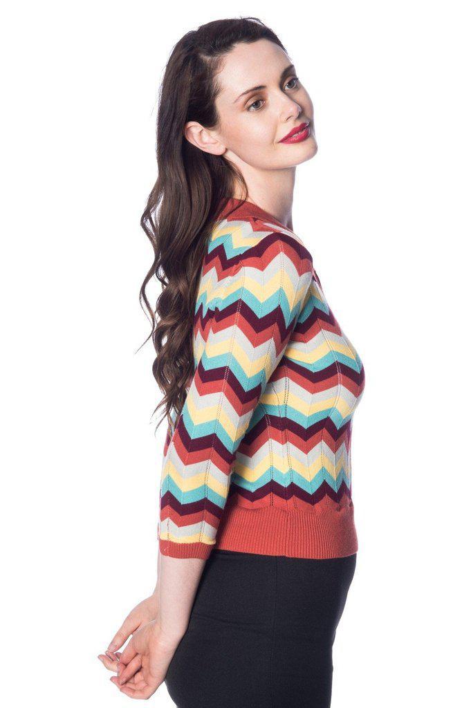 Banned Zoe Zig Zag Collar Top - Dark Fashion Clothing